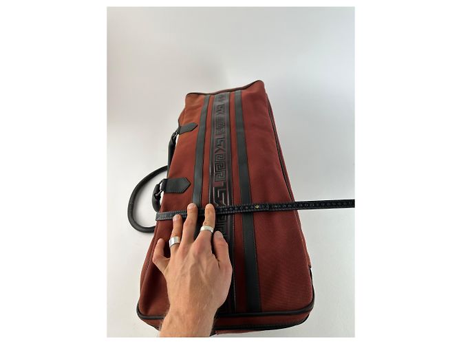 Duffle Borsa da viaggio vintage Yves Saint Laurent Rossa Nera - vista 13