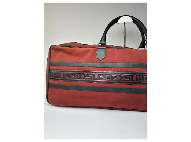 Duffle Borsa da viaggio vintage Yves Saint Laurent Rossa Nera - vista 4