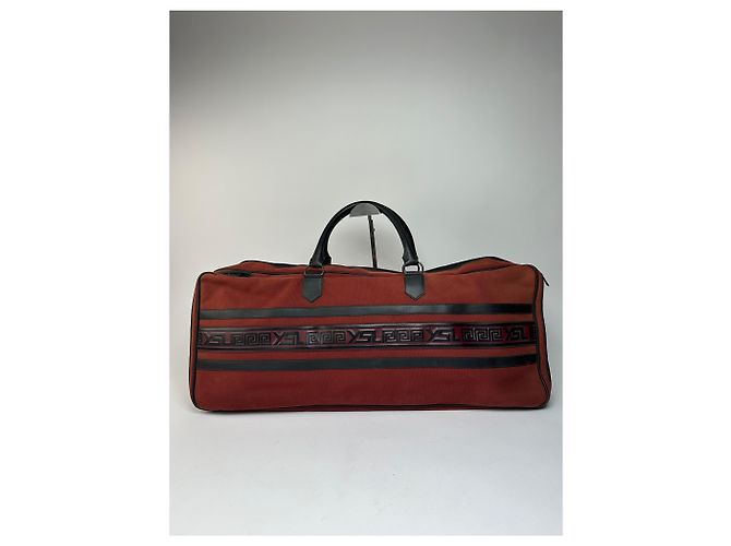 Duffle Borsa da viaggio vintage Yves Saint Laurent Rossa Nera - vista 7