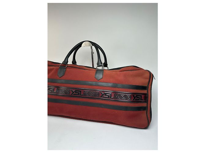 Duffle Borsa da viaggio vintage Yves Saint Laurent Rossa Nera - vista 9