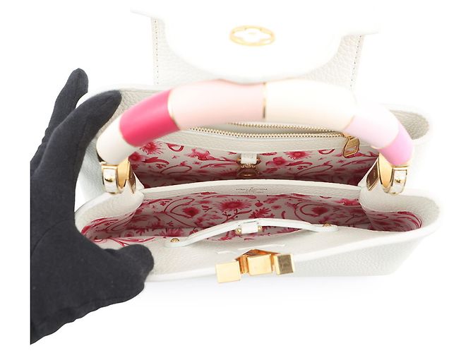Borsa Capucines BB Louis Vuitton Rosa Bianco - vista 5