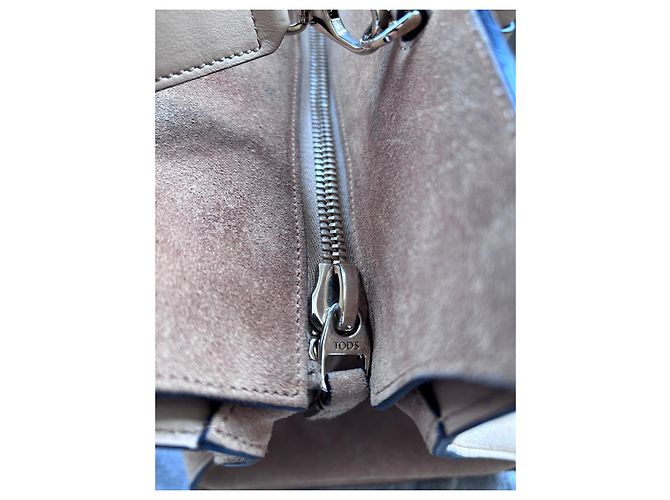 Borsa Tote Double T in Camoscio di Tod's Marrone - vista 11