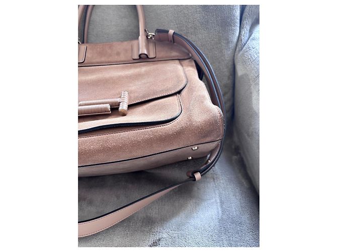 Borsa Tote Double T in Camoscio di Tod's Marrone - vista 3