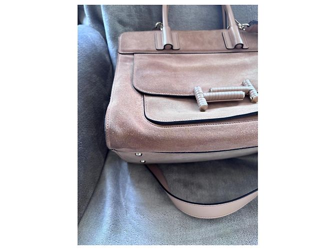 Borsa Tote Double T in Camoscio di Tod's Marrone - vista 4