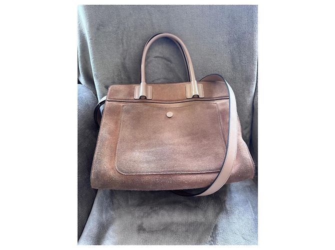 Borsa Tote Double T in Camoscio di Tod's Marrone - vista 8