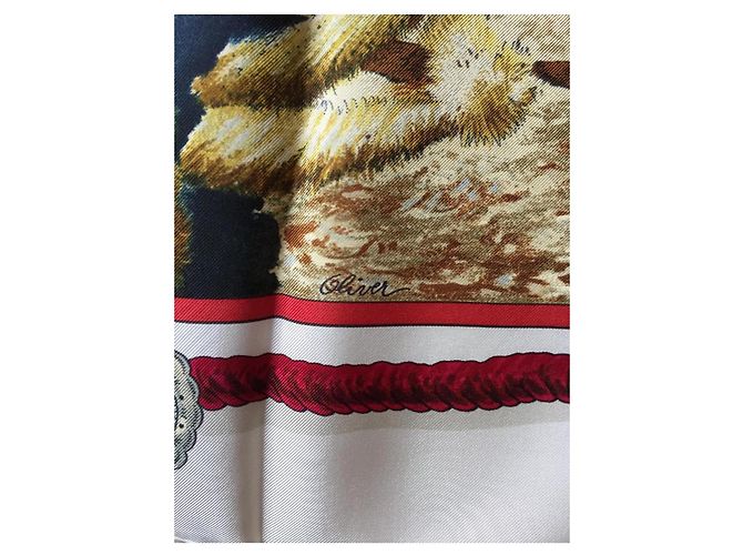 Foulard Hermès intitolato "The Pony Express" di Oliver Kermit - raro e ricercato Bianco Multicolore - vista 11