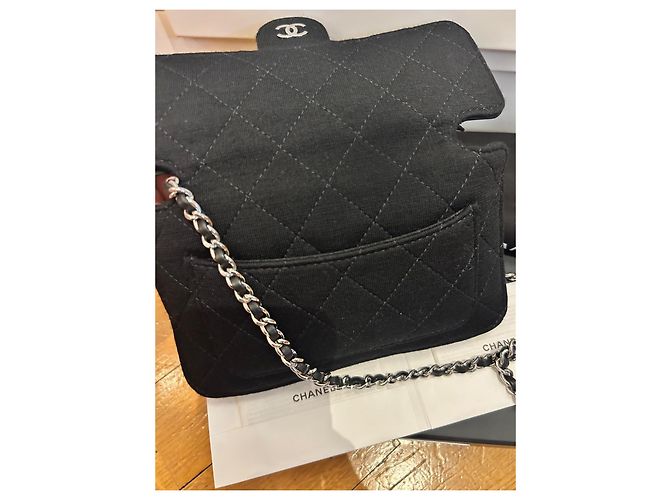 Borsa Chanel 2-in-1 in jersey trapuntato nero - vista 11