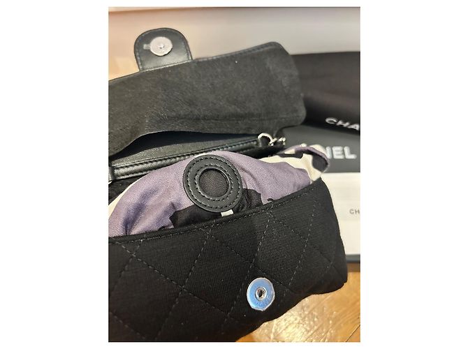 Borsa Chanel 2-in-1 in jersey trapuntato nero - vista 12