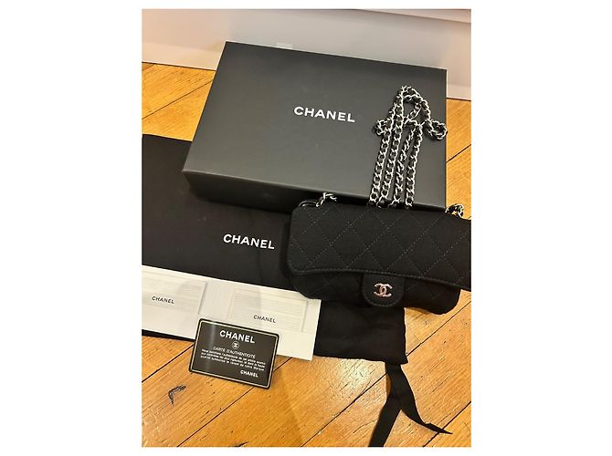 Borsa Chanel 2-in-1 in jersey trapuntato nero - vista 16