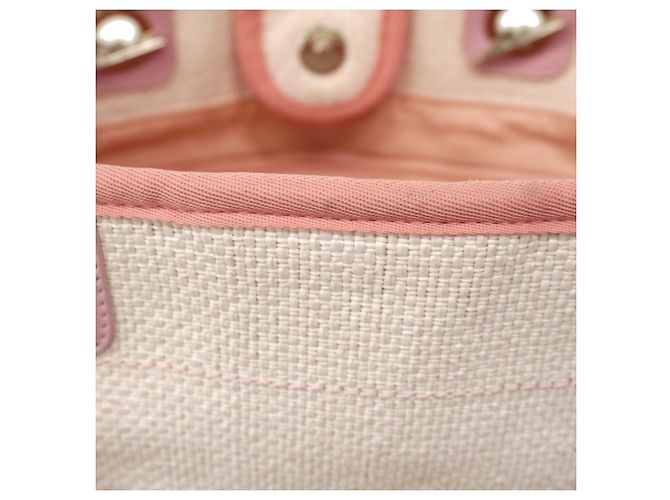 Chanel Deauville Strohtasche mit Kette Pink - Ansicht 11