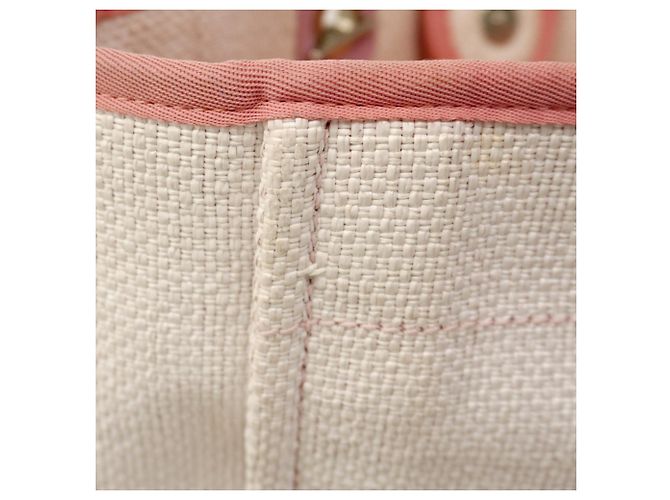Chanel Deauville Strohtasche mit Kette Pink - Ansicht 12