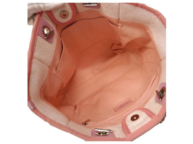 Chanel Deauville Strohtasche mit Kette Pink - Ansicht 4