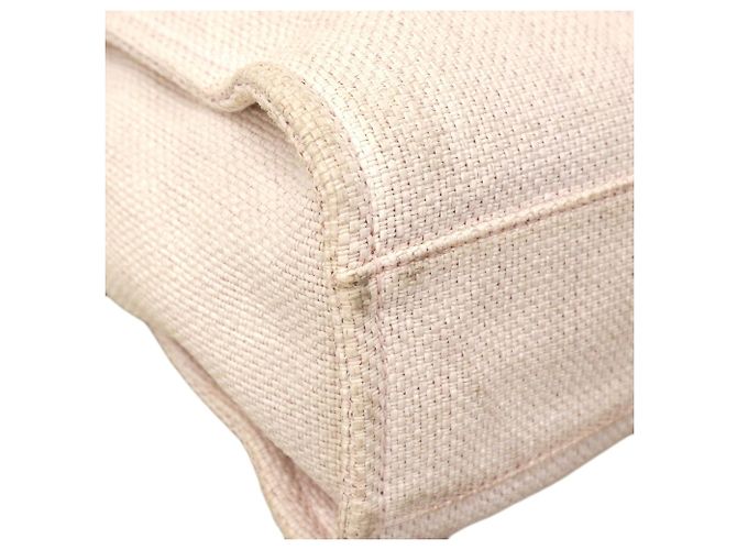 Chanel Deauville Strohtasche mit Kette Pink - Ansicht 6