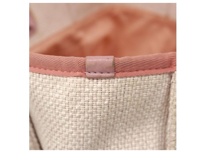 Chanel Deauville Strohtasche mit Kette Pink - Ansicht 8
