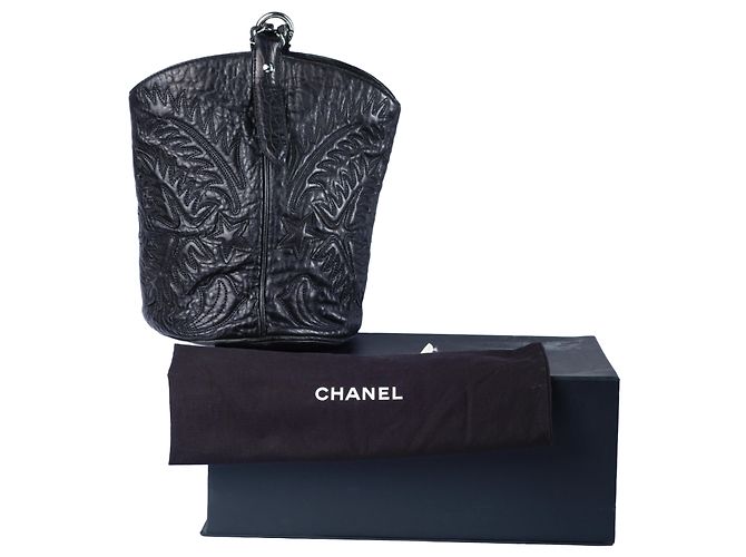 Borsa a secchiello ricamata Western di Chanel Nero - vista 13