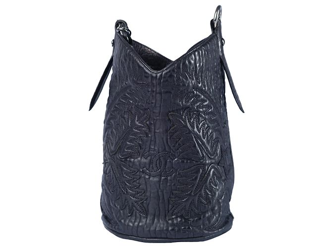 Borsa a secchiello ricamata Western di Chanel Nero - vista 3