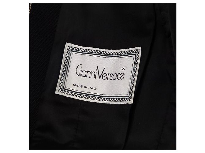 Gianni Versace giacca lunga gessata anni 80 Nero - vista 3