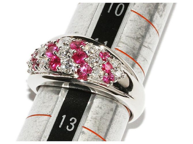 Autre Marque Pt900 0.90ct Ruby 0.50ct Diamond Ring Red - view 2