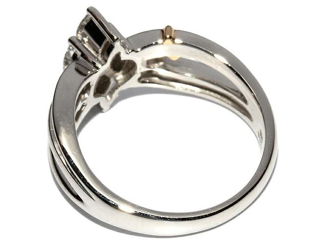 Autre Marque Diamantring Pt900 Au750 Golden - Ansicht 3