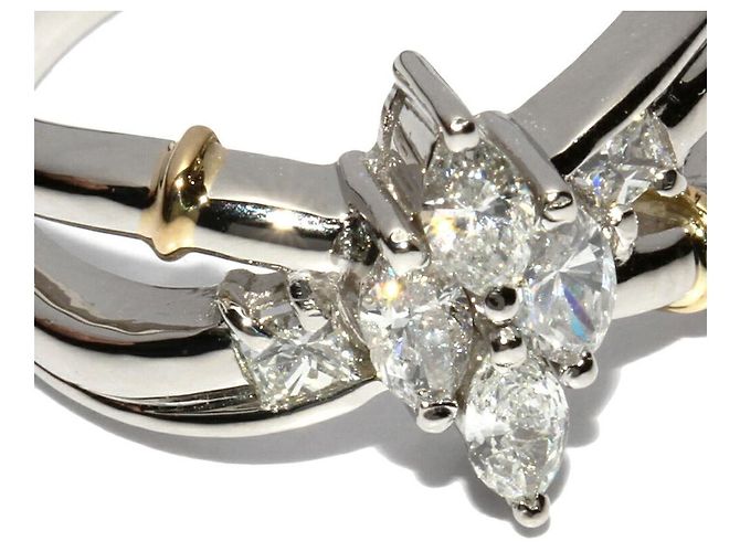 Autre Marque Diamantring Pt900 Au750 Golden - Ansicht 4