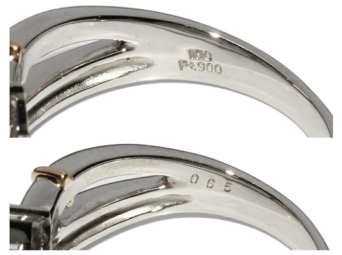 Autre Marque Diamantring Pt900 Au750 Golden - Ansicht 5