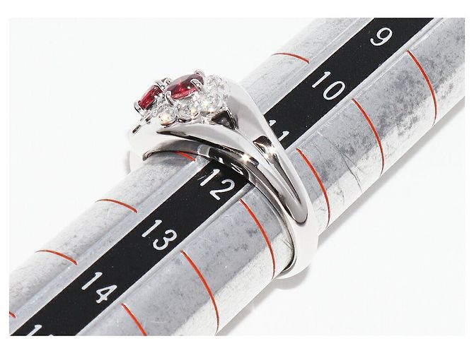 Autre Marque Pt900 Rubin-Diamant-Ring Rot - Ansicht 2