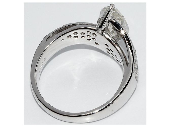Autre Marque Pt900 Marquise-Schliff Diamantring Silber - Ansicht 4