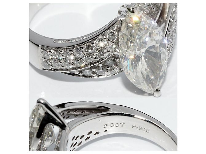 Autre Marque Pt900 Marquise-Schliff Diamantring Silber - Ansicht 5