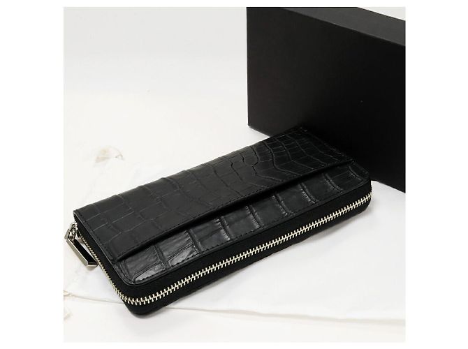 Autre Marque Cartera larga de cocodrilo mate con bolsillo para monedas Negro Burdeos - vista 2