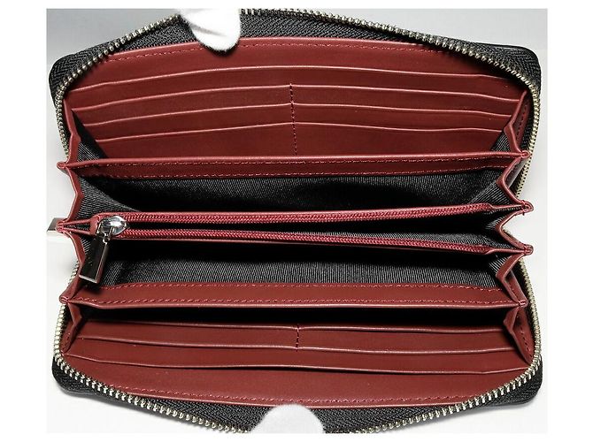 Autre Marque Cartera larga de cocodrilo mate con bolsillo para monedas Negro Burdeos - vista 3