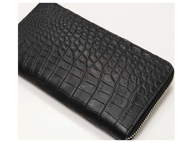 Autre Marque Cartera larga de cocodrilo mate con bolsillo para monedas Negro Burdeos - vista 4