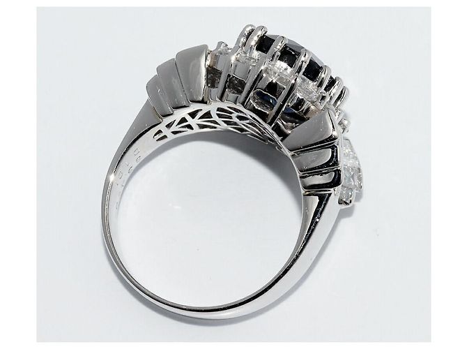 Autre Marque Pt900 Saphir-Diamant-Ring Blau - Ansicht 4