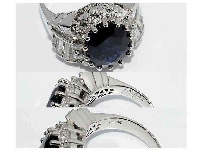 Autre Marque Pt900 Saphir-Diamant-Ring Blau - Ansicht 5