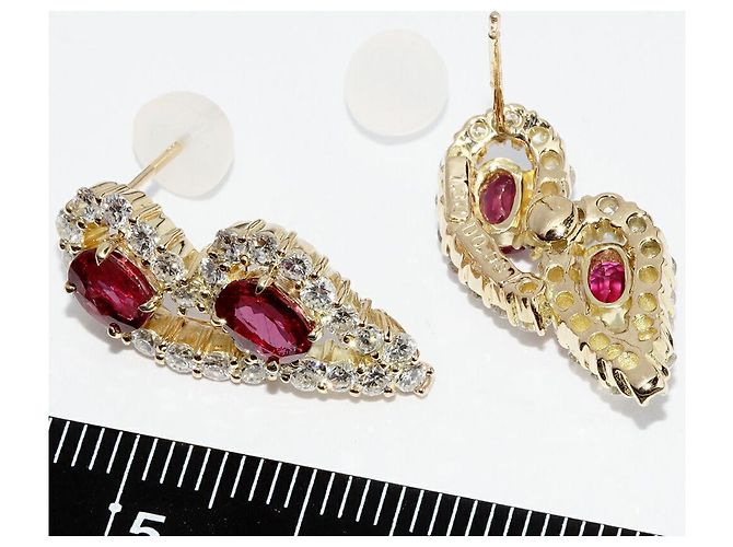 Autre Marque Orecchini in oro giallo 18K K18YG con rubino da 2,60 ct e diamanti da 1,86 ct D'oro - vista 4
