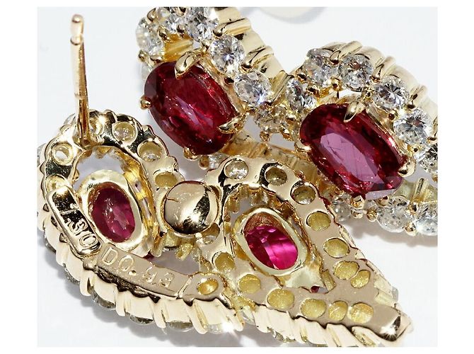 Autre Marque Orecchini in oro giallo 18K K18YG con rubino da 2,60 ct e diamanti da 1,86 ct D'oro - vista 5