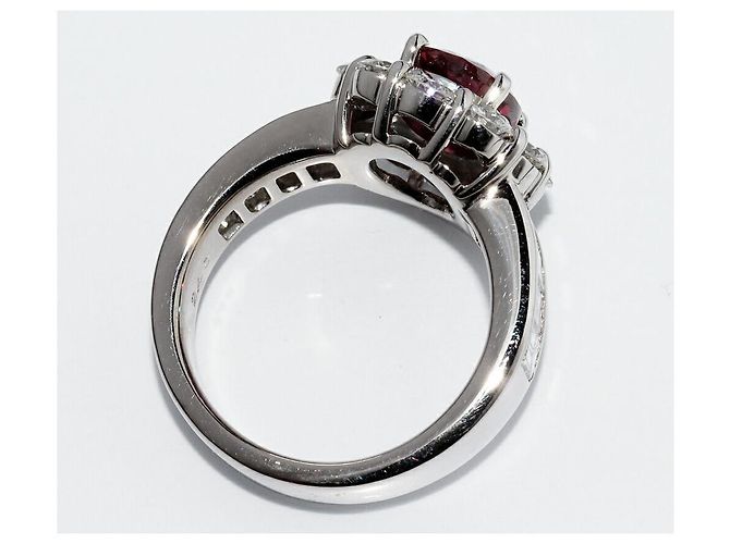 Autre Marque Anello in oro bianco K18 con rubino da 2,18 ct e diamanti da 2,40 ct Rosso - vista 4