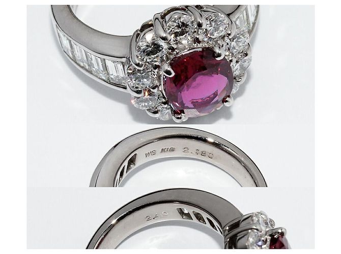Autre Marque Anello in oro bianco K18 con rubino da 2,18 ct e diamanti da 2,40 ct Rosso - vista 5