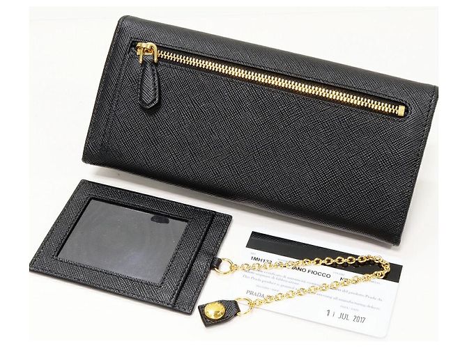 Cartera larga 2 en 1 de cuero Saffiano Fiocco de Prada 1MH132 Negro - vista 2