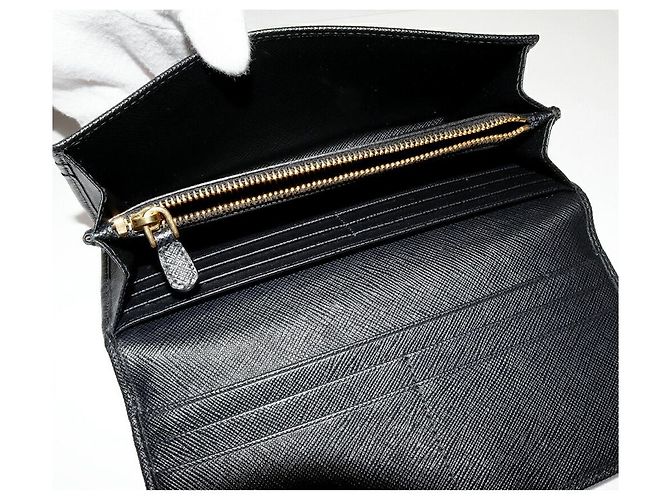 Cartera larga 2 en 1 de cuero Saffiano Fiocco de Prada 1MH132 Negro - vista 4
