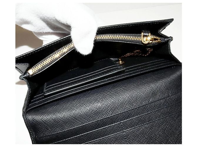 Cartera larga 2 en 1 de cuero Saffiano Fiocco de Prada 1MH132 Negro - vista 5