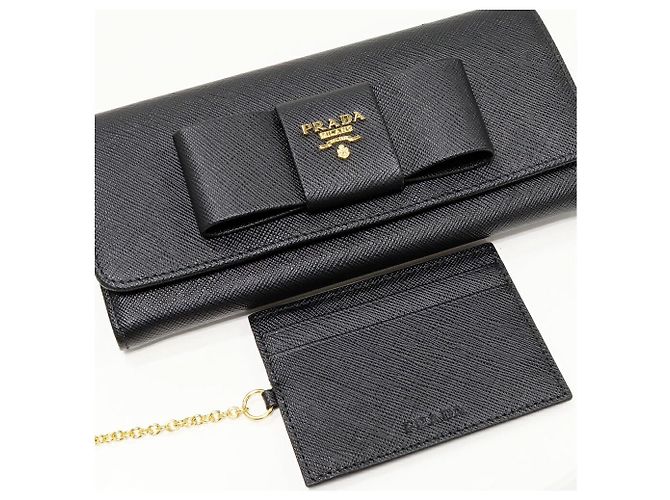 Cartera larga 2 en 1 de cuero Saffiano Fiocco de Prada 1MH132 Negro - vista 6
