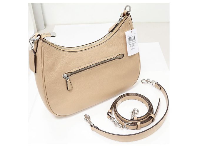 Borsa a Spalla Coach Teri Hobo in Pelle di Vitello 2 in 1 Beige - vista 3
