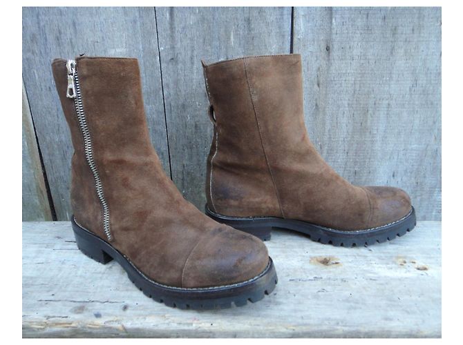 Botines Sartore de nobuck con puño de piel extraíble Castaño - vista 10