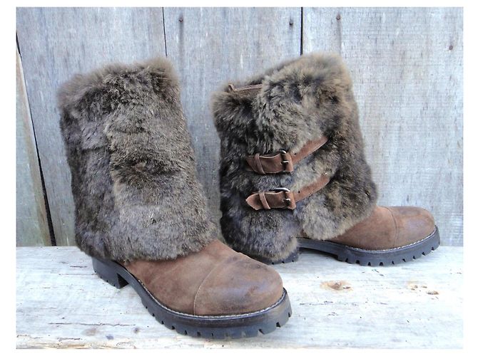 Botines Sartore de nobuck con puño de piel extraíble Castaño - vista 2