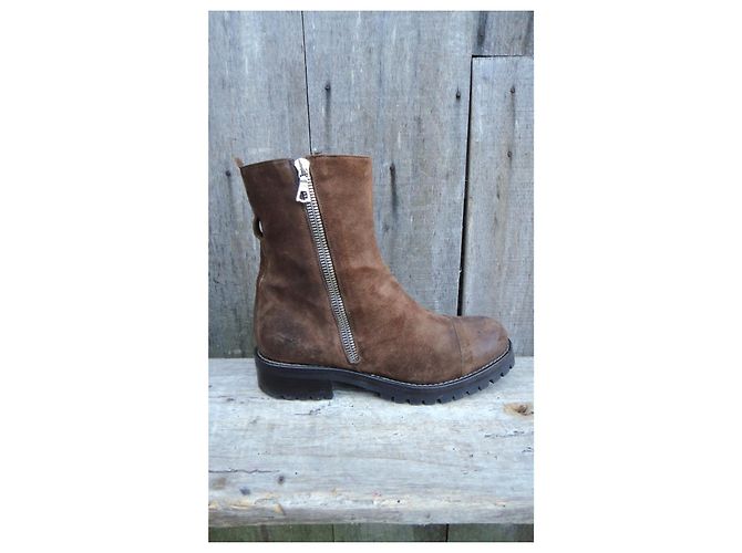 Botines Sartore de nobuck con puño de piel extraíble Castaño - vista 3