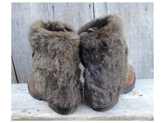 Botines Sartore de nobuck con puño de piel extraíble Castaño - vista 6