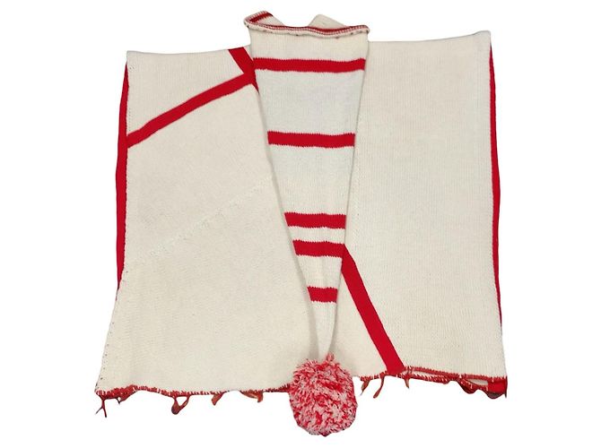 Poncho de lã bordado da coleção Loewe Branco - vista 2