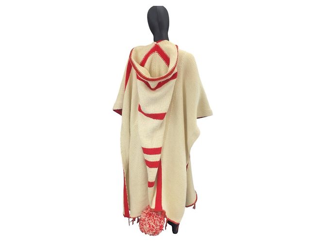 Poncho de lã bordado da coleção Loewe Branco - vista 4