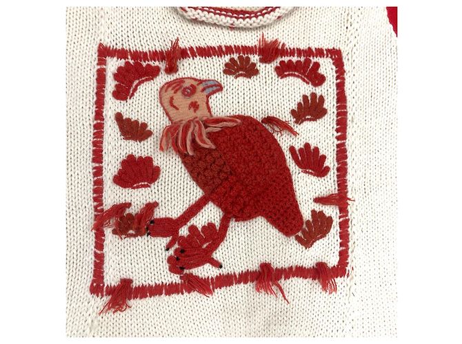 Poncho de lã bordado da coleção Loewe Branco - vista 7