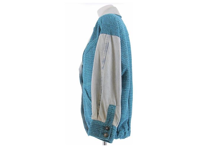 Chanel Jeans- und Tweedjacke Blau - Ansicht 4